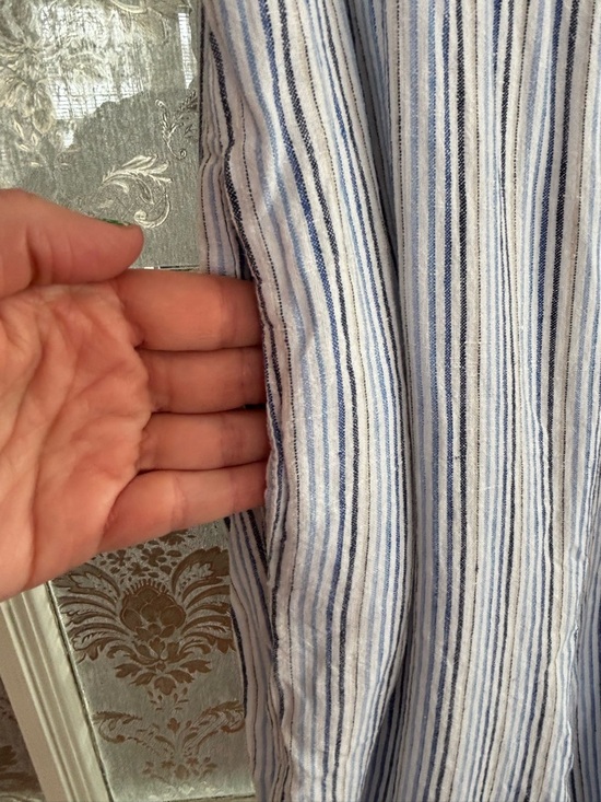 Line & Dot Blue White Striped Ruffle Hem Romper Size Small - Picture 5 of 5